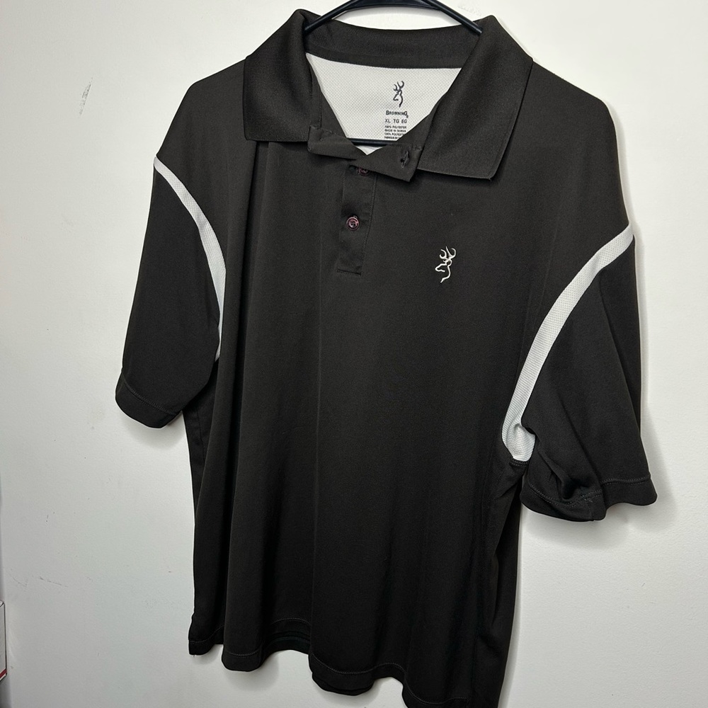 Browning Outdoor Performance Polo Camo Deer Design Lightweight Breathable Brown
